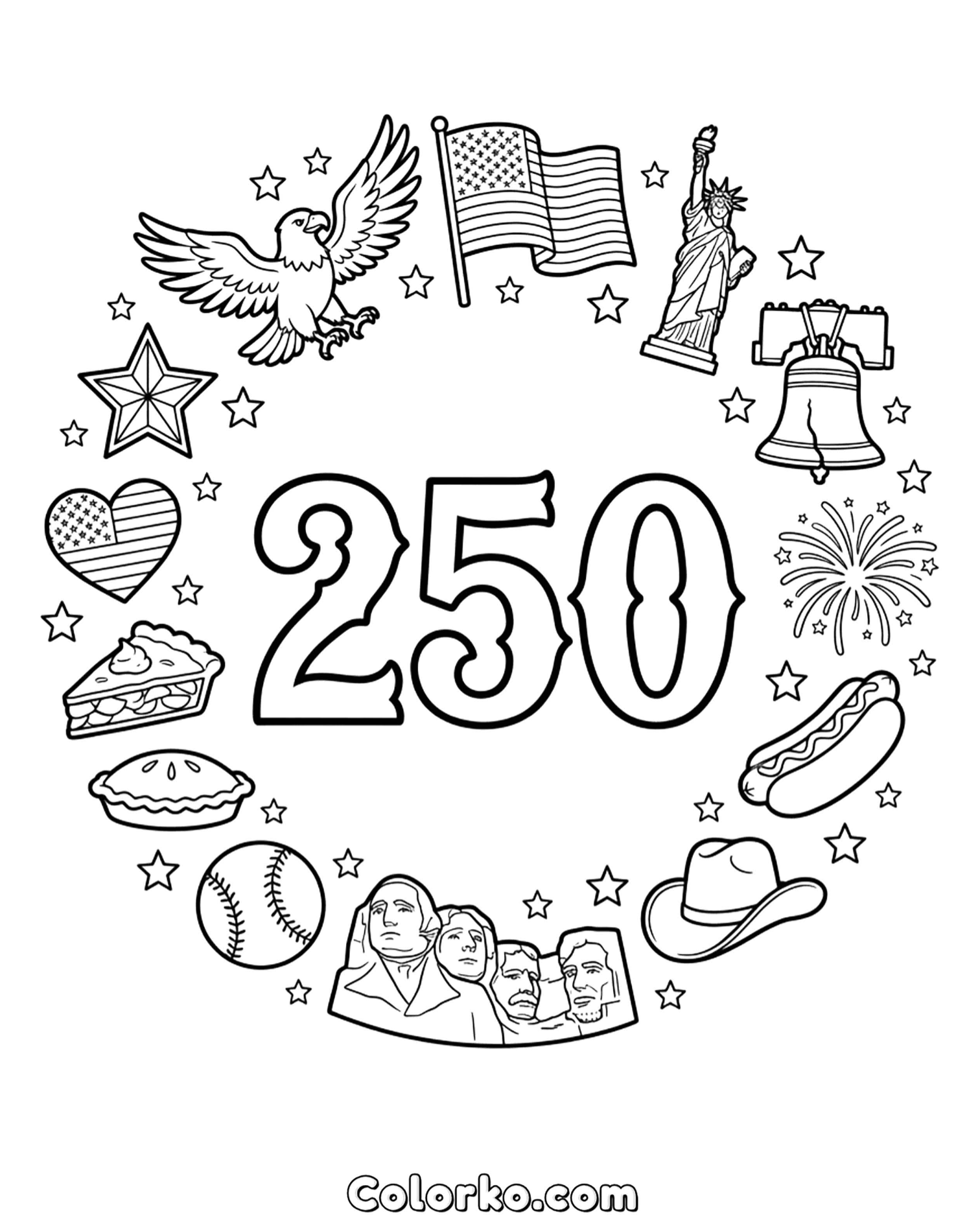 download 4th of July wreath coloring page